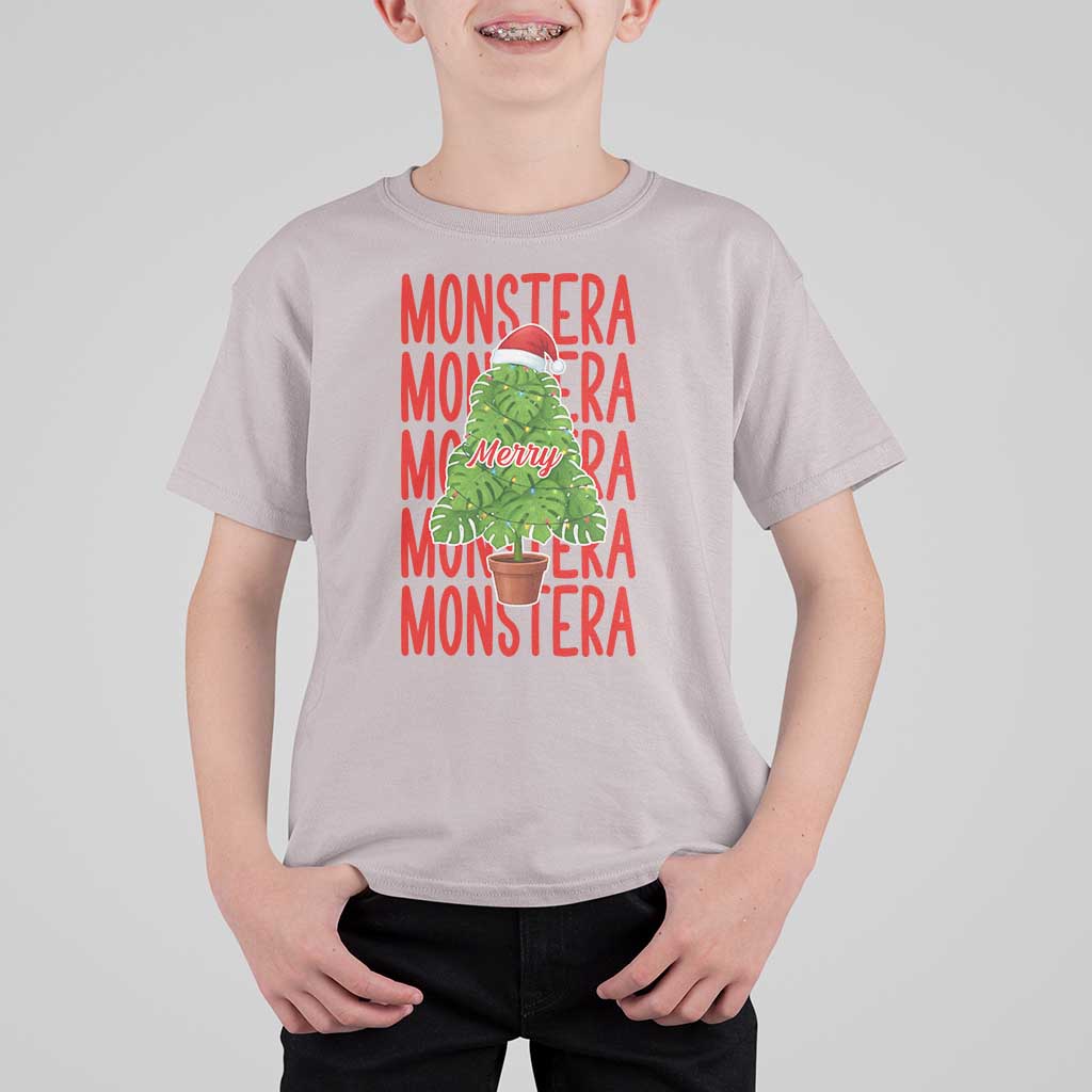 Merry Monstera T Shirt For Kid Plant Lover Christmas Gift - Wonder Print Shop