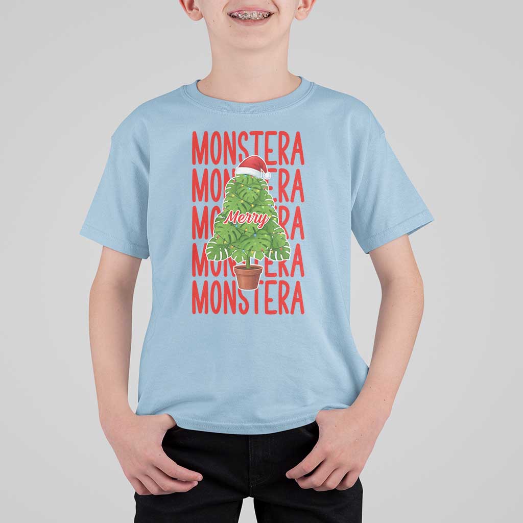 Merry Monstera T Shirt For Kid Plant Lover Christmas Gift - Wonder Print Shop