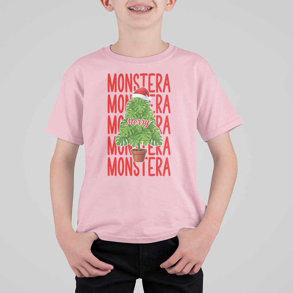 Merry Monstera T Shirt For Kid Plant Lover Christmas Gift - Wonder Print Shop