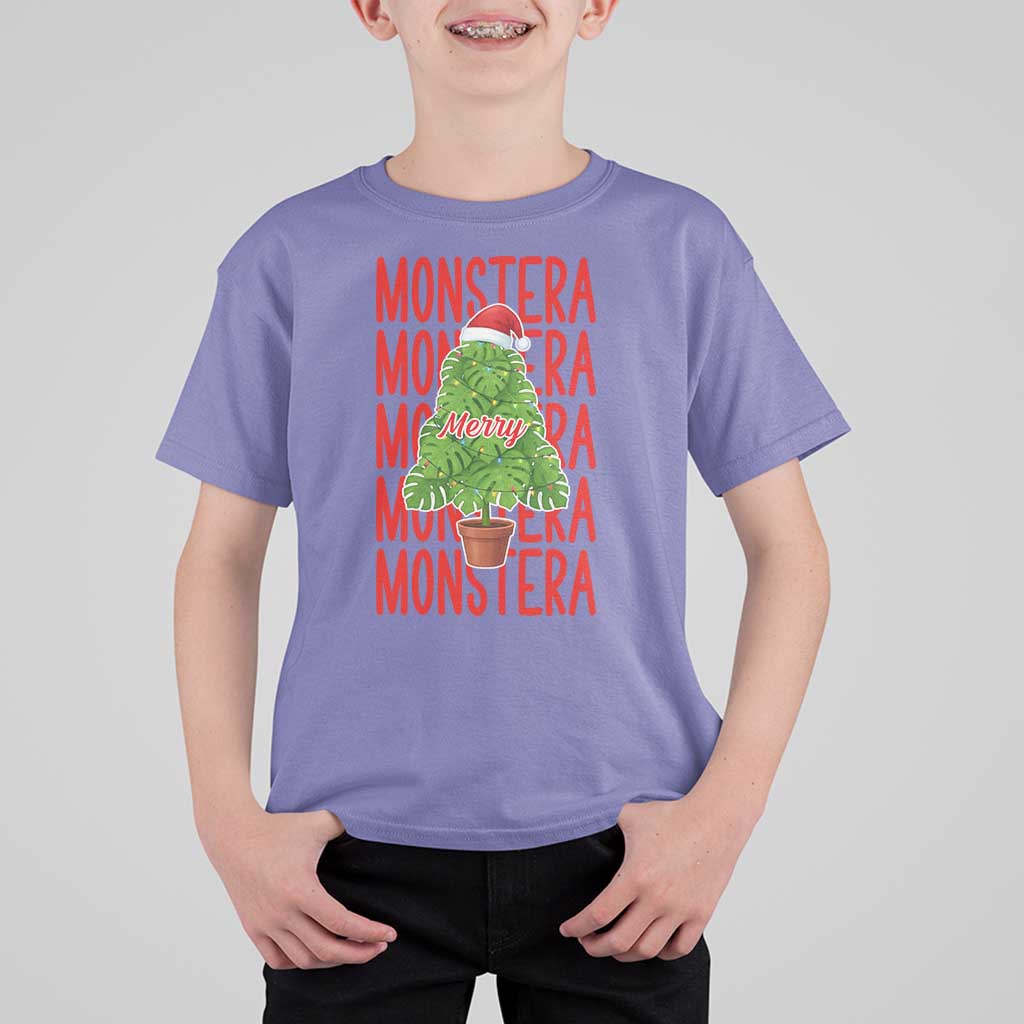 Merry Monstera T Shirt For Kid Plant Lover Christmas Gift - Wonder Print Shop