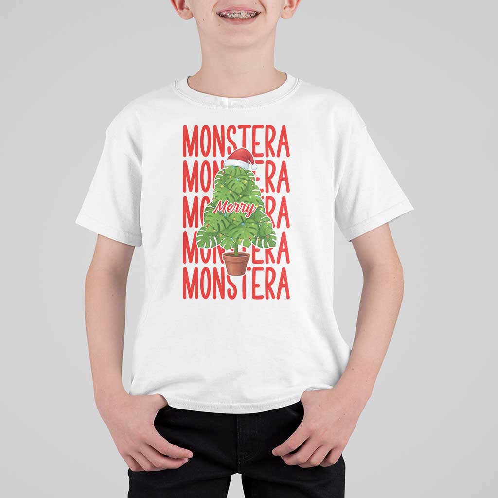 Merry Monstera T Shirt For Kid Plant Lover Christmas Gift - Wonder Print Shop