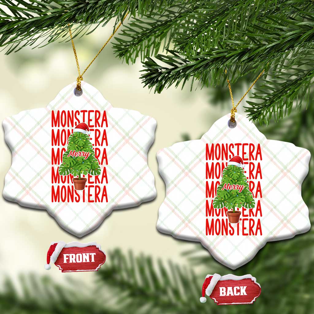 Merry Monstera Ceramic Ornament Plant Lover Xmas Gift - Wonder Print Shop