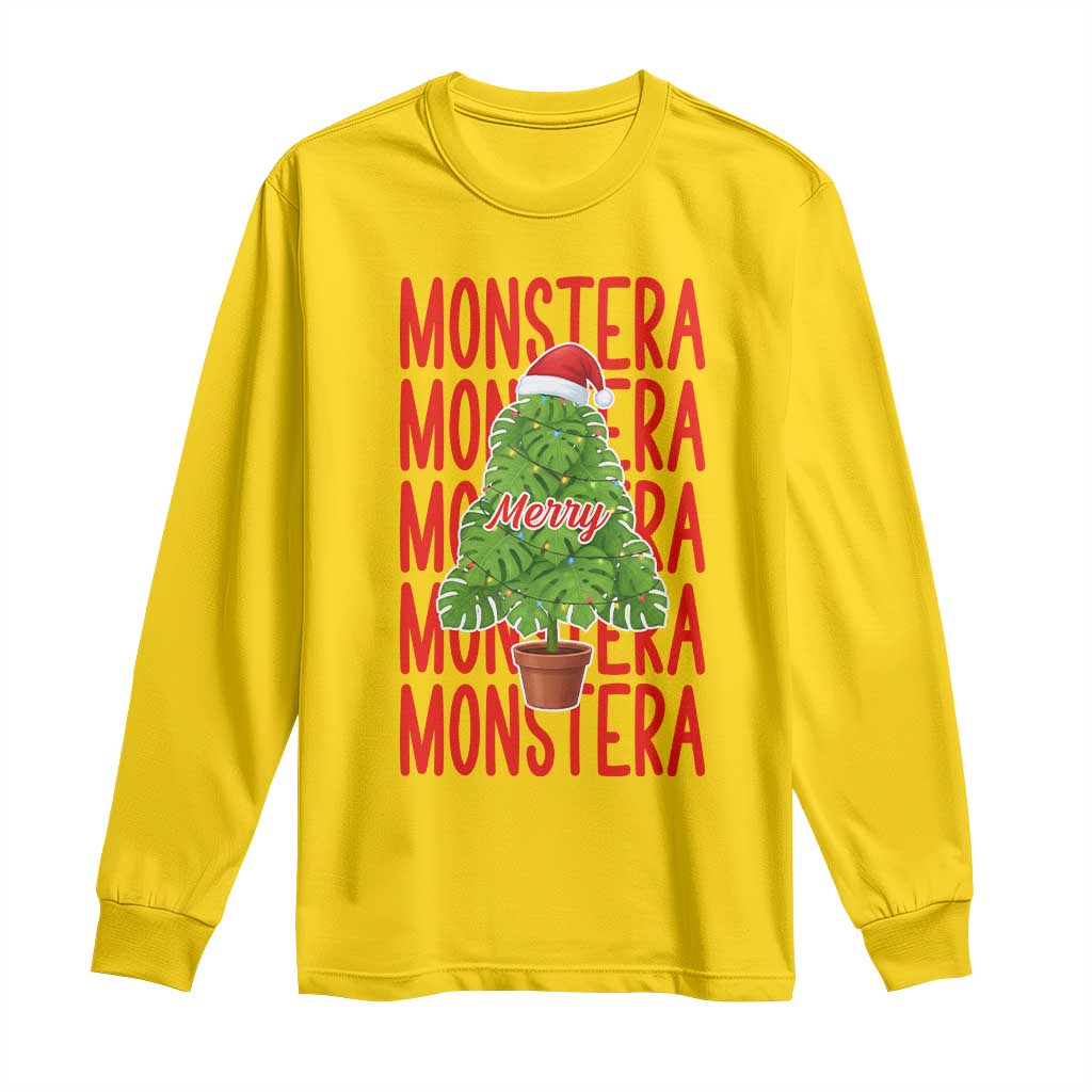 Merry Monstera Long Sleeve Shirt Plant Lover Christmas Gift - Wonder Print Shop