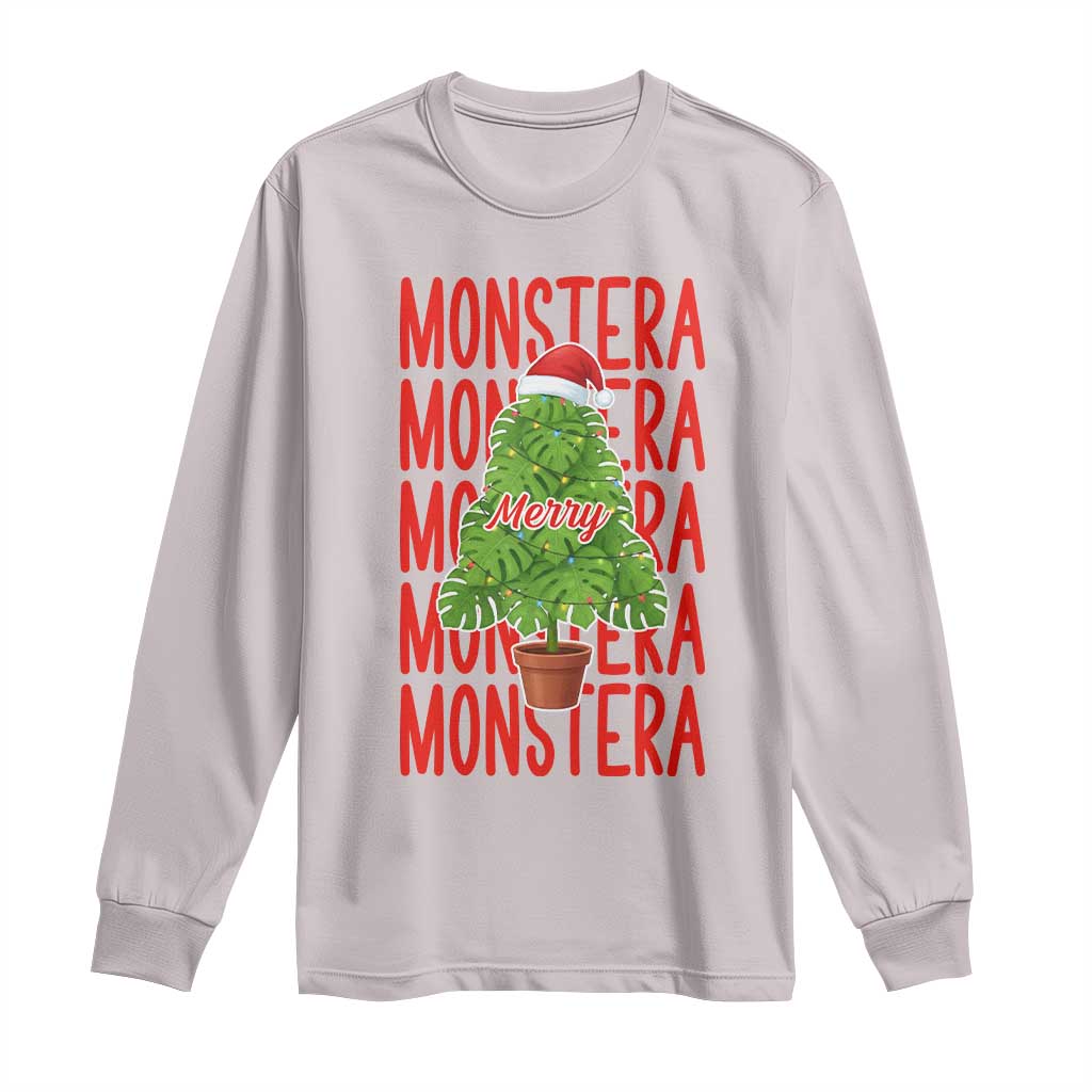 Merry Monstera Long Sleeve Shirt Plant Lover Christmas Gift - Wonder Print Shop