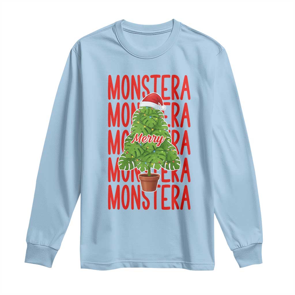 Merry Monstera Long Sleeve Shirt Plant Lover Christmas Gift - Wonder Print Shop