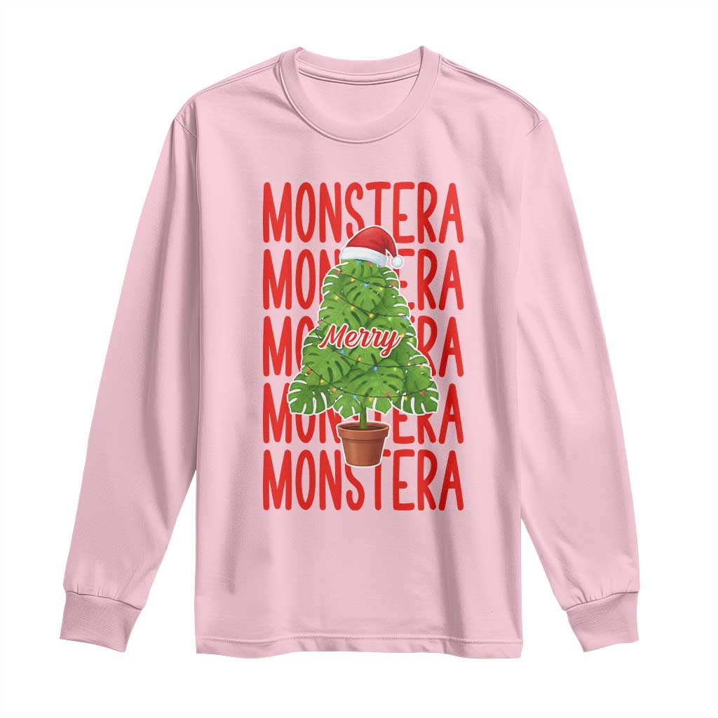 Merry Monstera Long Sleeve Shirt Plant Lover Christmas Gift - Wonder Print Shop