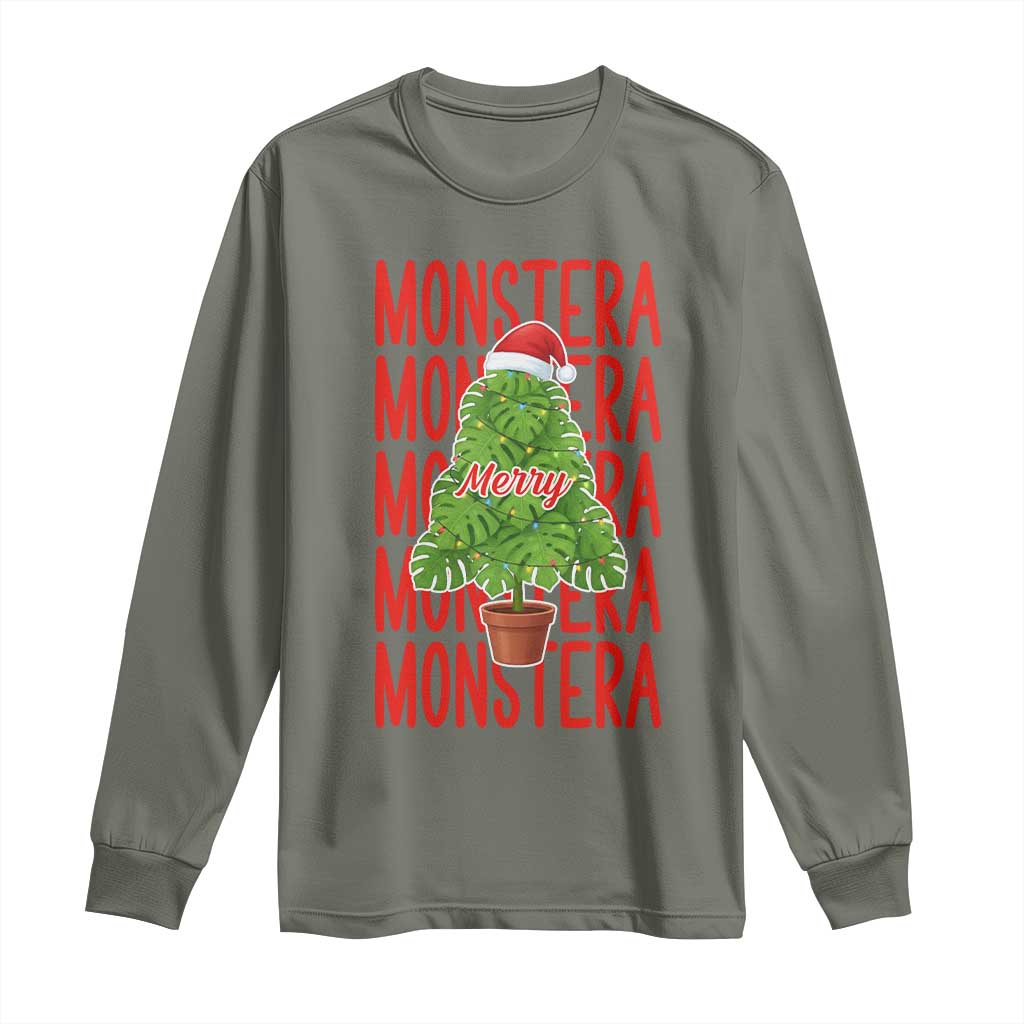 Merry Monstera Long Sleeve Shirt Plant Lover Christmas Gift - Wonder Print Shop