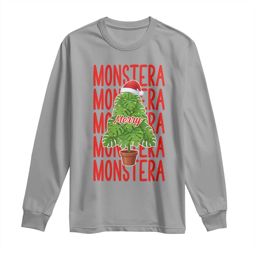Merry Monstera Long Sleeve Shirt Plant Lover Christmas Gift - Wonder Print Shop