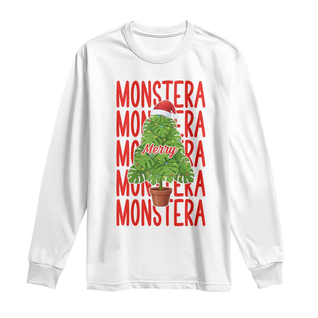 Merry Monstera Long Sleeve Shirt Plant Lover Christmas Gift - Wonder Print Shop