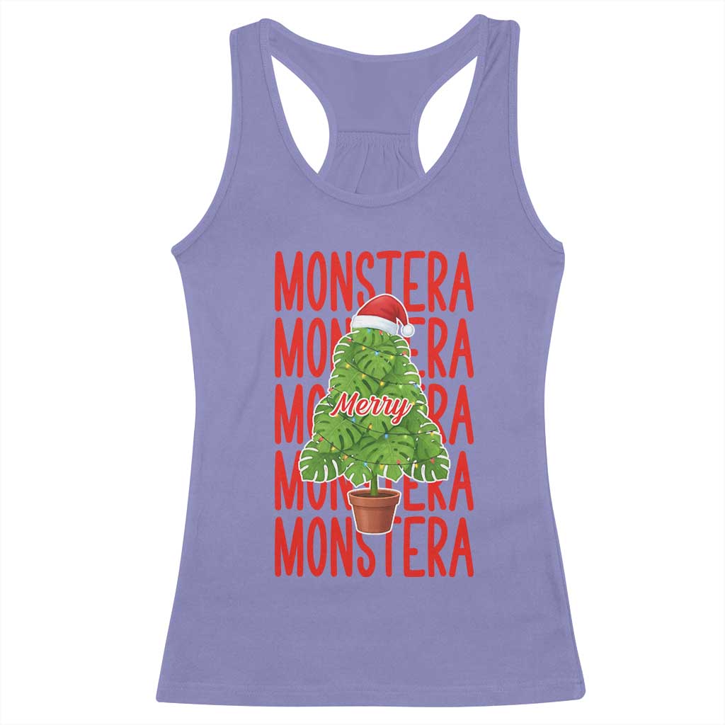 Merry Monstera Racerback Tank Top Plant Lover Christmas Gift - Wonder Print Shop