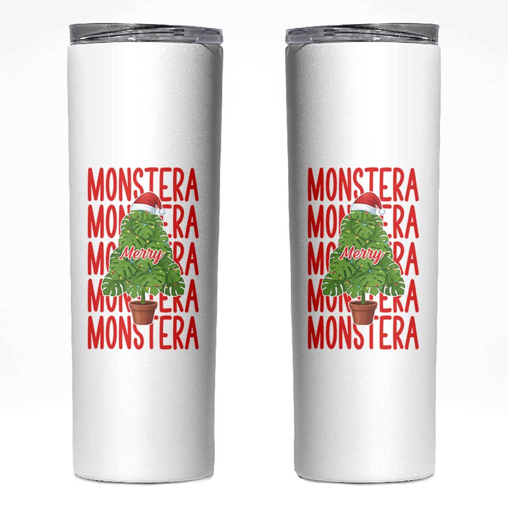 Merry Monstera Skinny Tumbler Plant Lover Christmas Gift - Wonder Print Shop