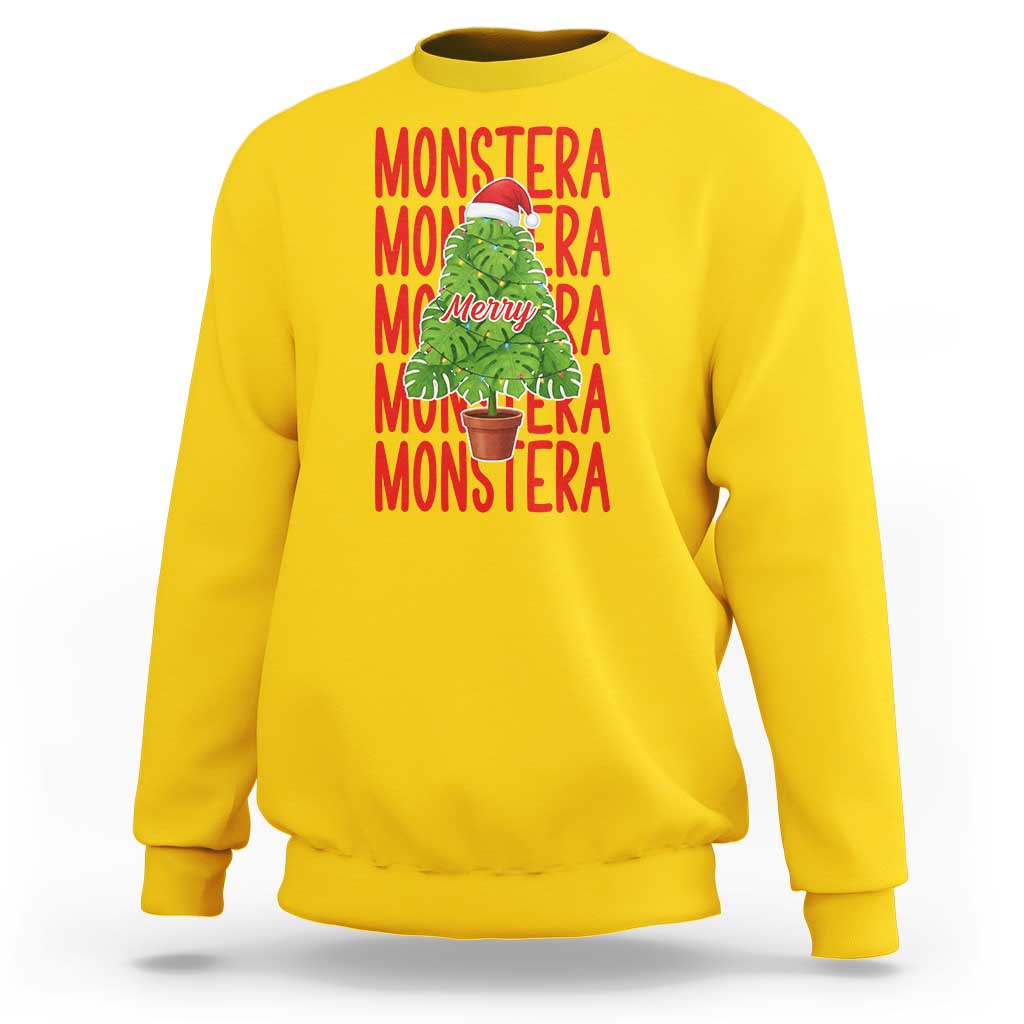 Merry Monstera Sweatshirt Plant Lover Christmas Gift - Wonder Print Shop