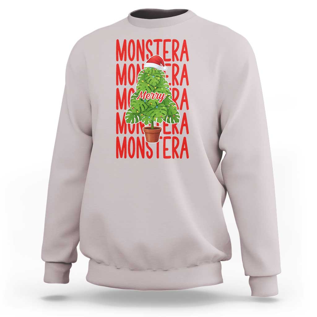 Merry Monstera Sweatshirt Plant Lover Christmas Gift - Wonder Print Shop