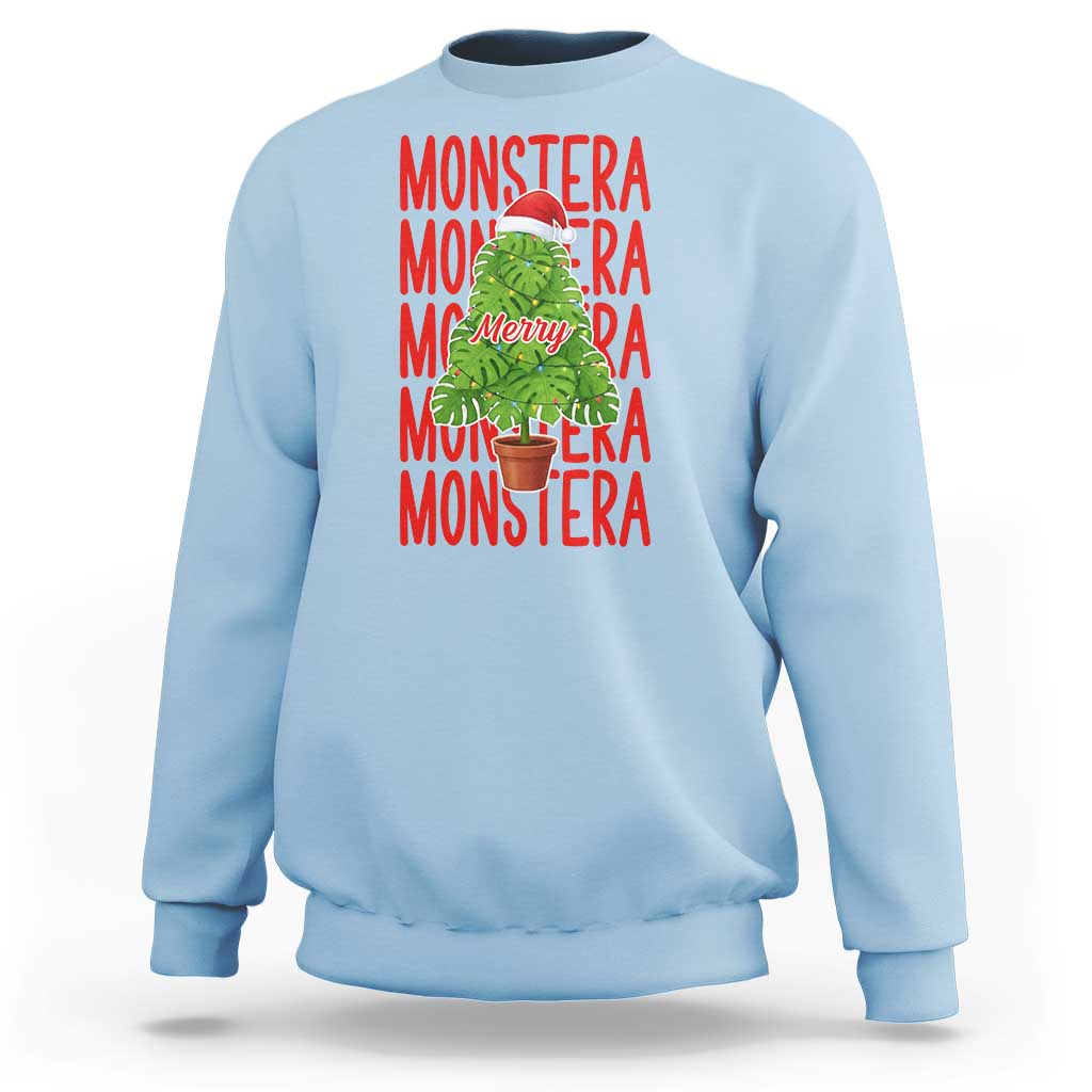 Merry Monstera Sweatshirt Plant Lover Christmas Gift - Wonder Print Shop
