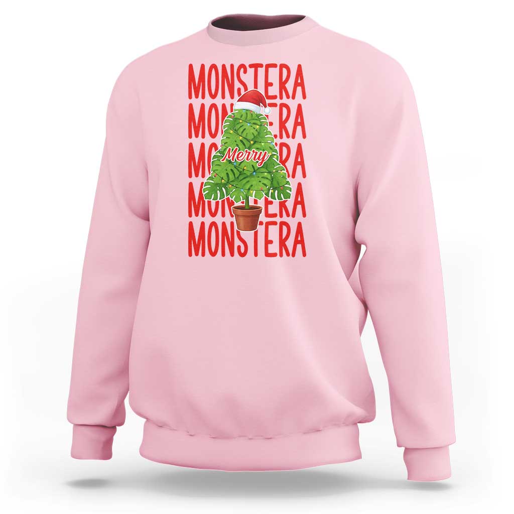 Merry Monstera Sweatshirt Plant Lover Christmas Gift - Wonder Print Shop