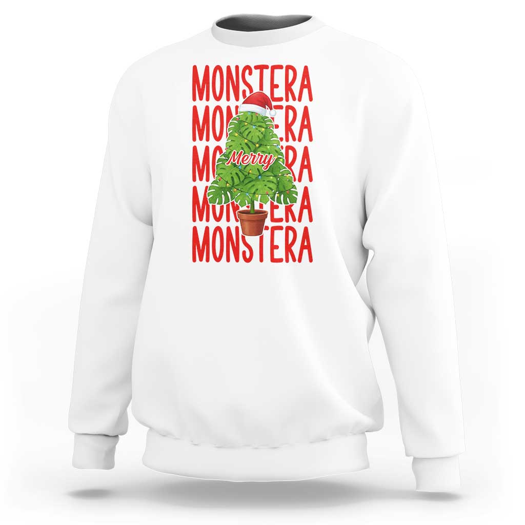 Merry Monstera Sweatshirt Plant Lover Christmas Gift - Wonder Print Shop