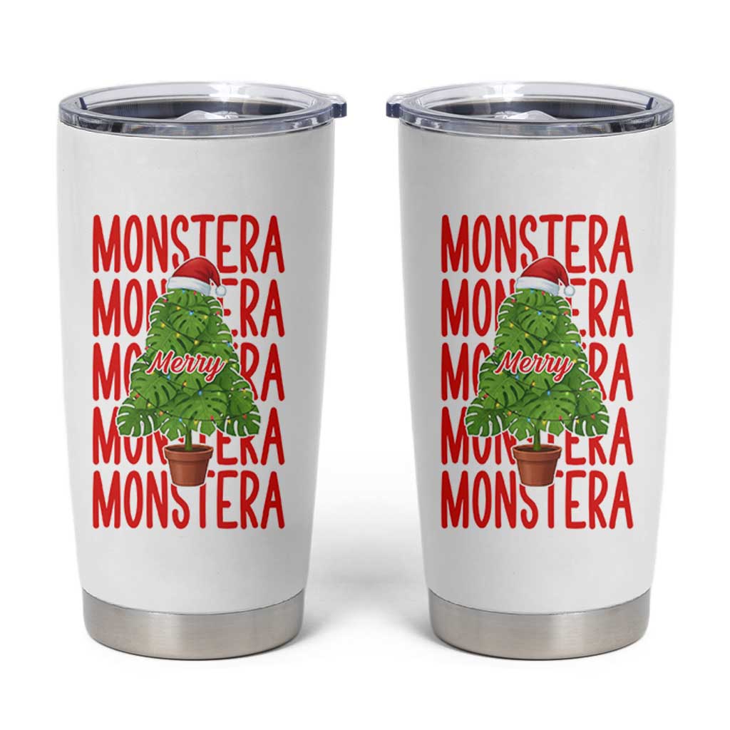 Merry Monstera Tumbler Cup Plant Lover Christmas Gift - Wonder Print Shop