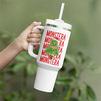 Merry Monstera Tumbler With Handle Plant Lover Christmas Gift - Wonder Print Shop