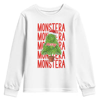 Merry Monstera Youth Sweatshirt Plant Lover Christmas Gift - Wonder Print Shop