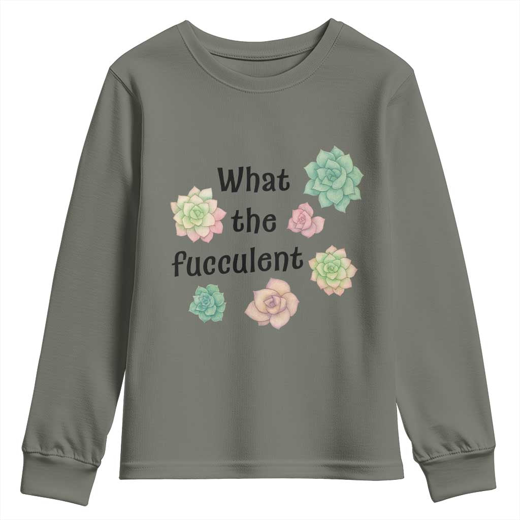 Succulent Lover Gift Youth Sweatshirt What The Fucculent - Wonder Print Shop