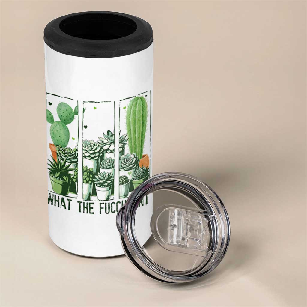 Funny Cactus Plant Lover 4 in 1 Can Cooler Tumbler What The Fucculent - Wonder Print Shop