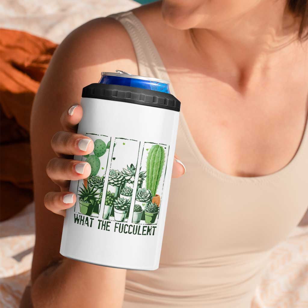 Funny Cactus Plant Lover 4 in 1 Can Cooler Tumbler What The Fucculent - Wonder Print Shop