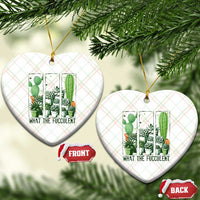 Funny Cactus Plant Lover Ceramic Ornament What The Fucculent - Wonder Print Shop