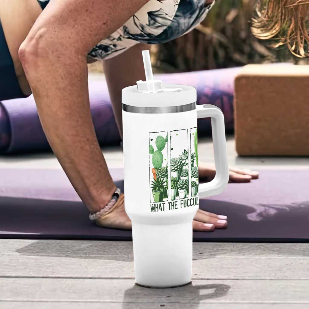 Funny Cactus Plant Lover Tumbler With Handle What The Fucculent - Wonder Print Shop