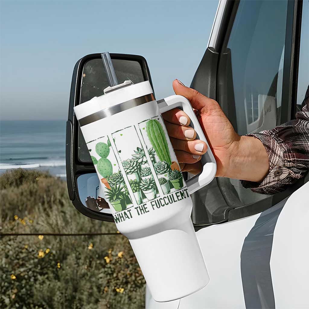 Funny Cactus Plant Lover Tumbler With Handle What The Fucculent - Wonder Print Shop
