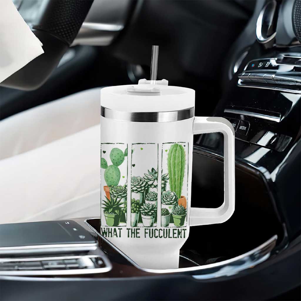 Funny Cactus Plant Lover Tumbler With Handle What The Fucculent - Wonder Print Shop