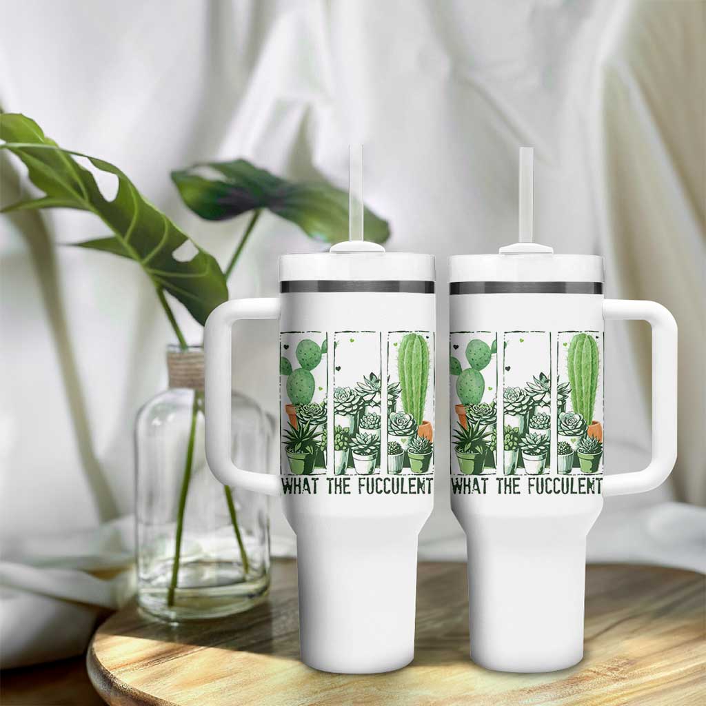 Funny Cactus Plant Lover Tumbler With Handle What The Fucculent - Wonder Print Shop