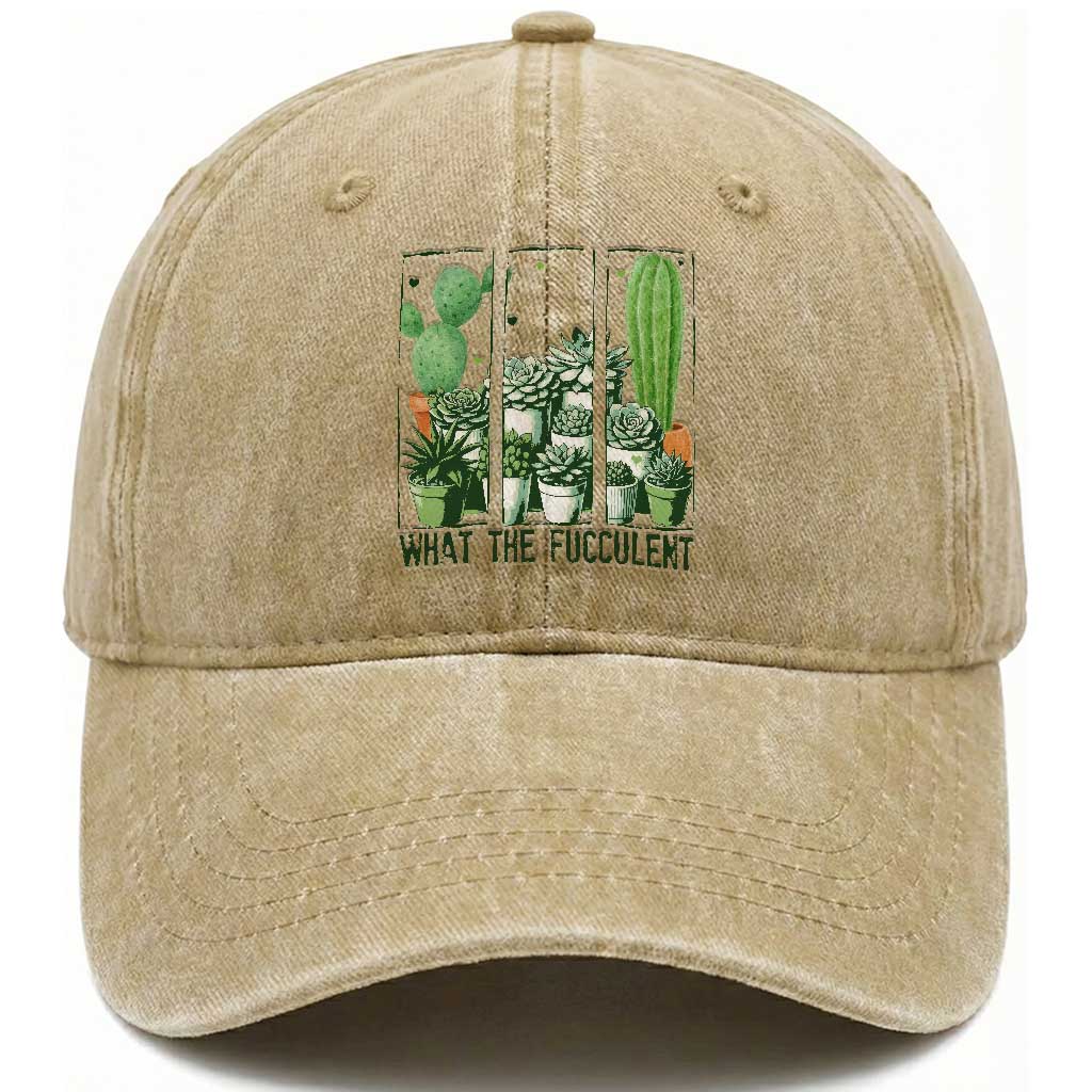 Funny Cactus Plant Lover Washed Cotton Baseball Cap What The Fucculent