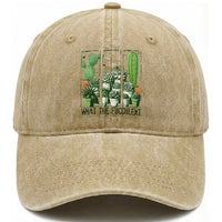 Funny Cactus Plant Lover Washed Cotton Baseball Cap What The Fucculent