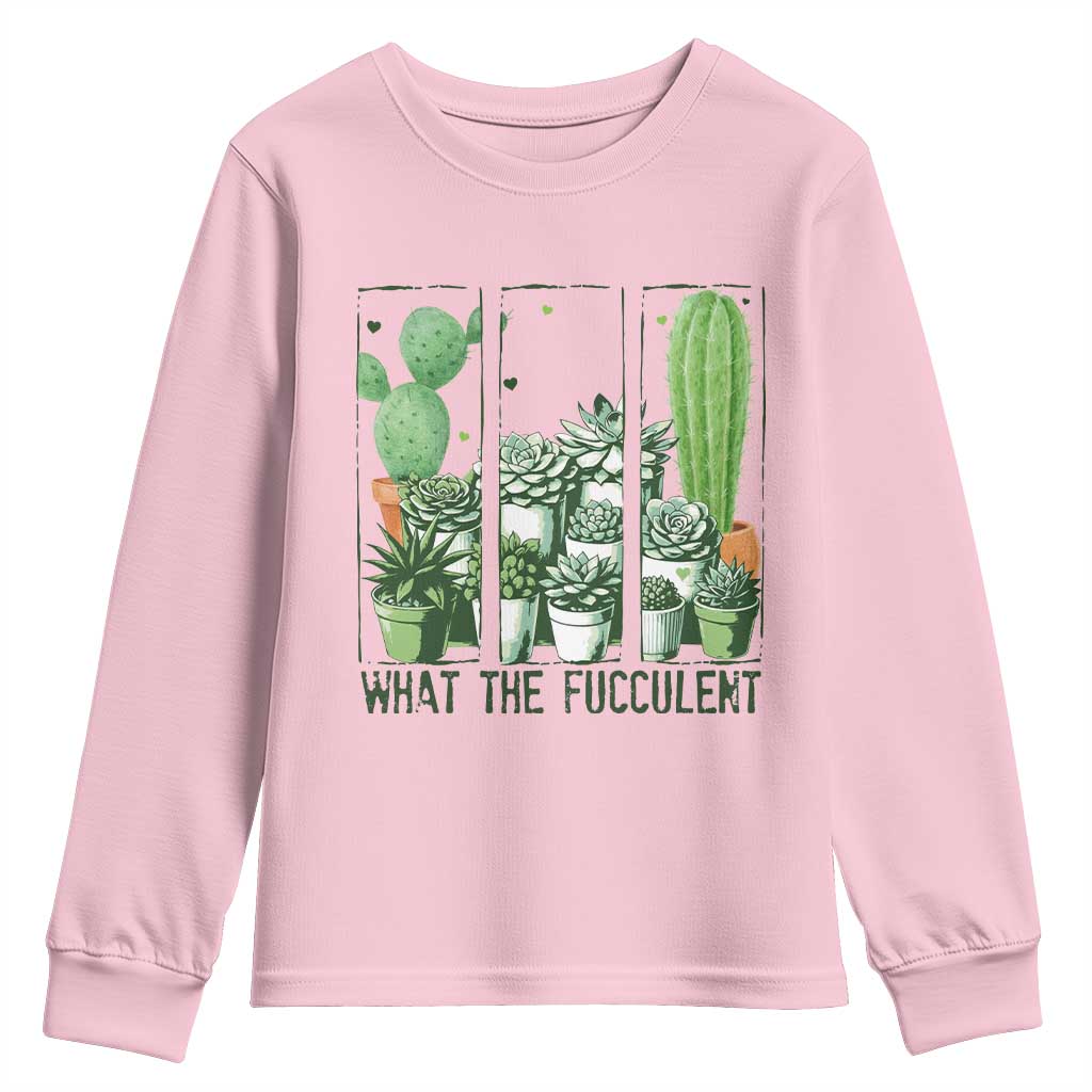 Funny Cactus Plant Lover Youth Sweatshirt What The Fucculent - Wonder Print Shop