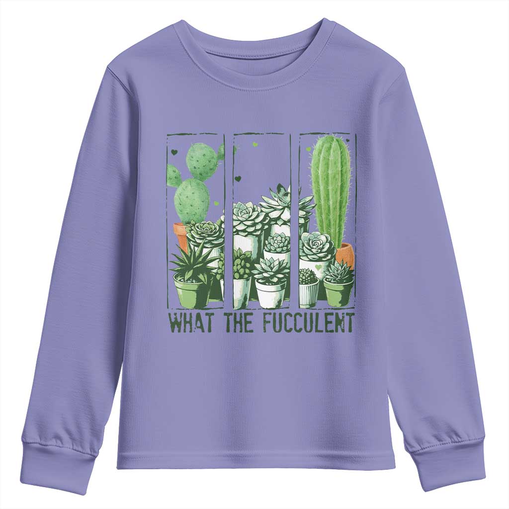 Funny Cactus Plant Lover Youth Sweatshirt What The Fucculent - Wonder Print Shop