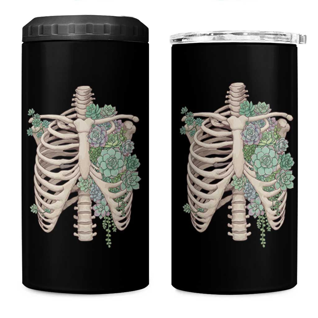 Succulent Body Skeleton 4 in 1 Can Cooler Tumbler Creepy Plant Lover Gift - Wonder Print Shop
