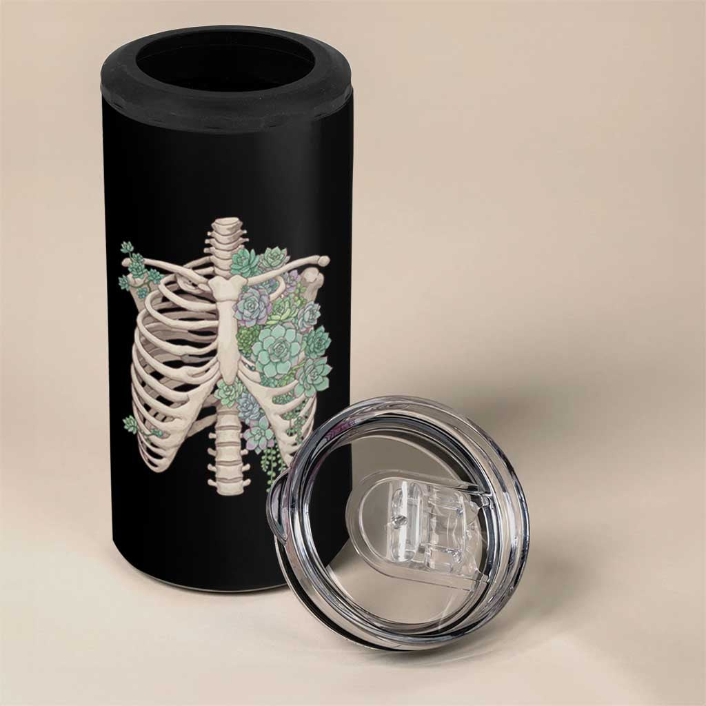 Succulent Body Skeleton 4 in 1 Can Cooler Tumbler Creepy Plant Lover Gift - Wonder Print Shop