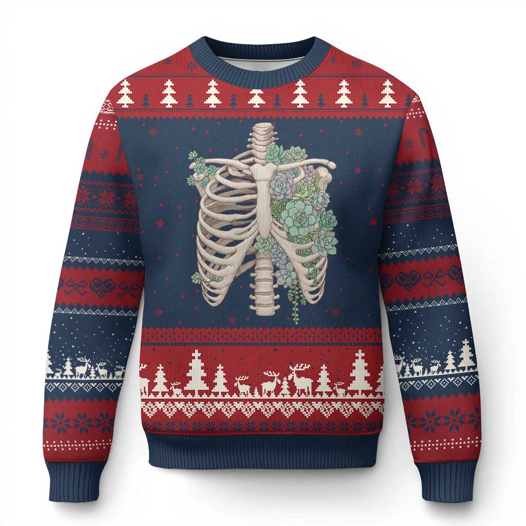 Succulent Body Skeleton Ugly Christmas Sweater Creepy Plant Lover Gift - Wonder Print Shop