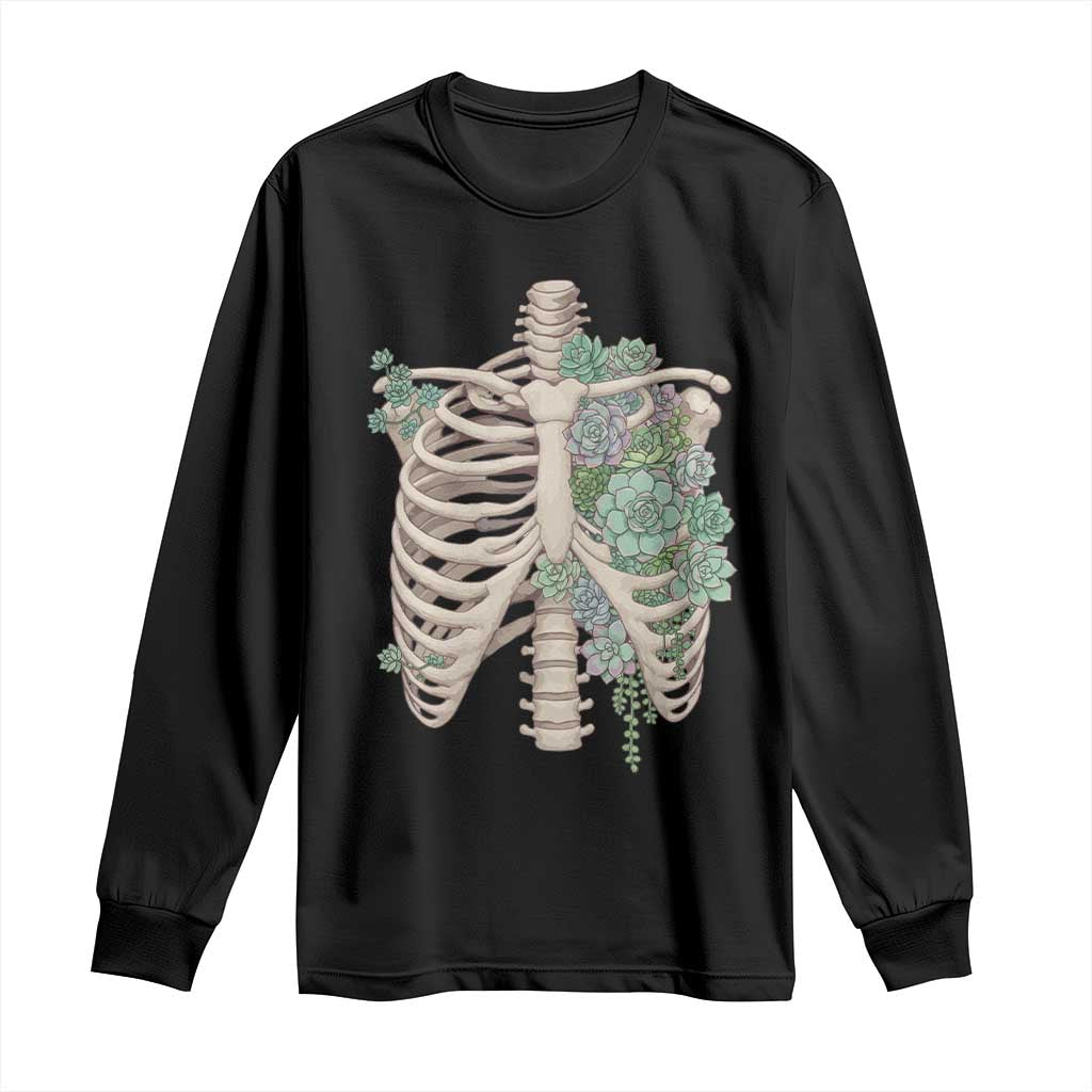 Succulent Body Skeleton Long Sleeve Shirt Creepy Plant Lover Gift - Wonder Print Shop