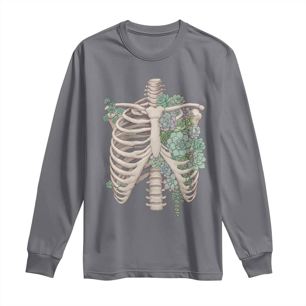 Succulent Body Skeleton Long Sleeve Shirt Creepy Plant Lover Gift - Wonder Print Shop