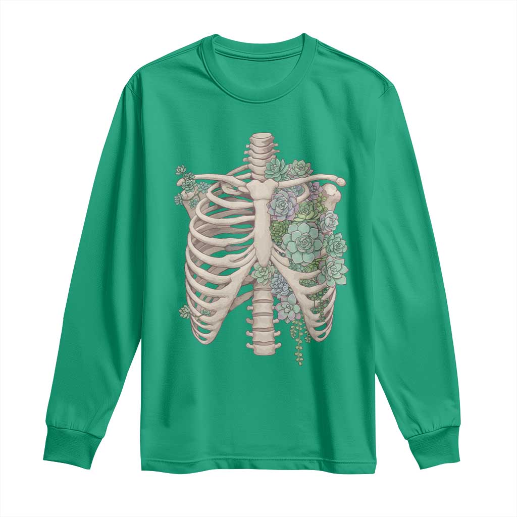 Succulent Body Skeleton Long Sleeve Shirt Creepy Plant Lover Gift - Wonder Print Shop