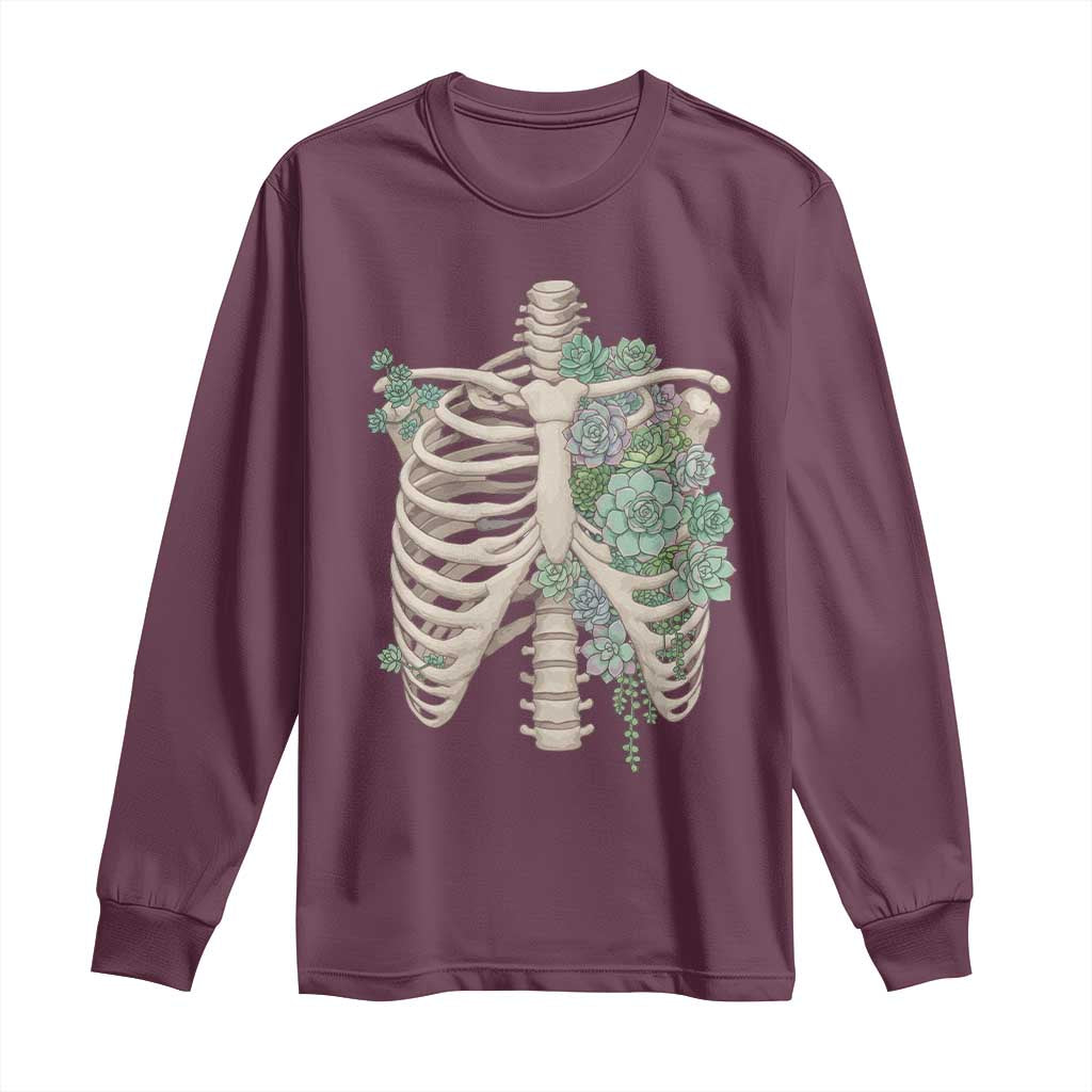 Succulent Body Skeleton Long Sleeve Shirt Creepy Plant Lover Gift - Wonder Print Shop