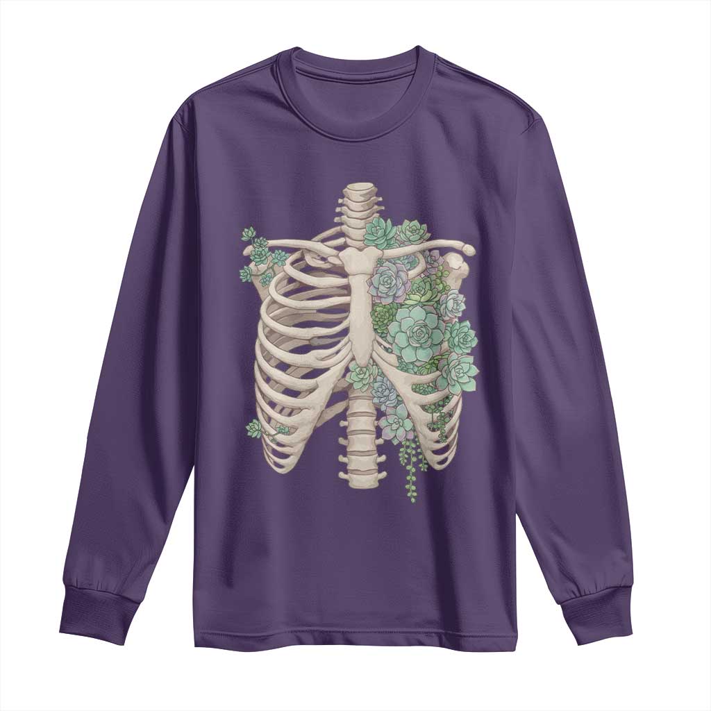 Succulent Body Skeleton Long Sleeve Shirt Creepy Plant Lover Gift - Wonder Print Shop