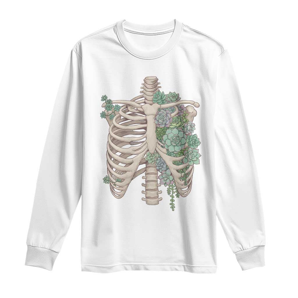 Succulent Body Skeleton Long Sleeve Shirt Creepy Plant Lover Gift - Wonder Print Shop
