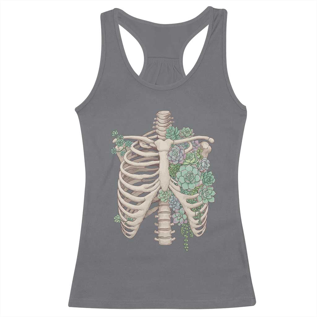 Succulent Body Skeleton Racerback Tank Top Creepy Plant Lover Gift - Wonder Print Shop