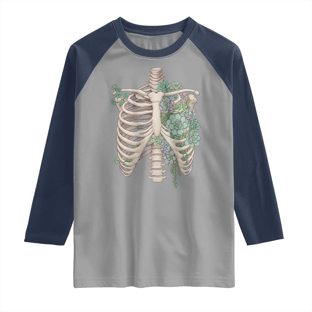 Succulent Body Skeleton Raglan Shirt Creepy Plant Lover Gift - Wonder Print Shop