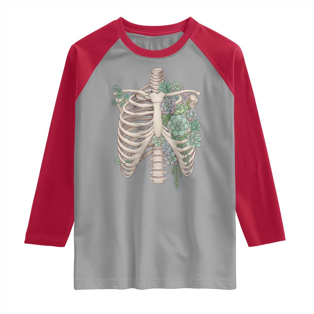 Succulent Body Skeleton Raglan Shirt Creepy Plant Lover Gift - Wonder Print Shop