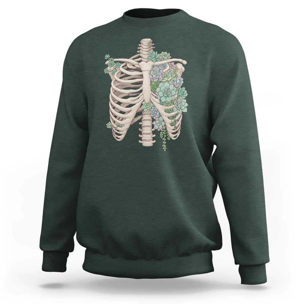 Succulent Body Skeleton Sweatshirt Creepy Plant Lover Gift - Wonder Print Shop