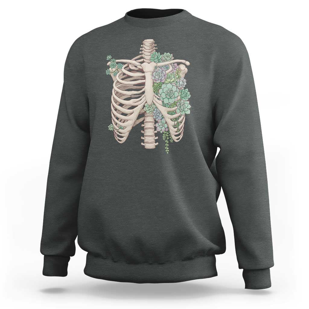 Succulent Body Skeleton Sweatshirt Creepy Plant Lover Gift - Wonder Print Shop