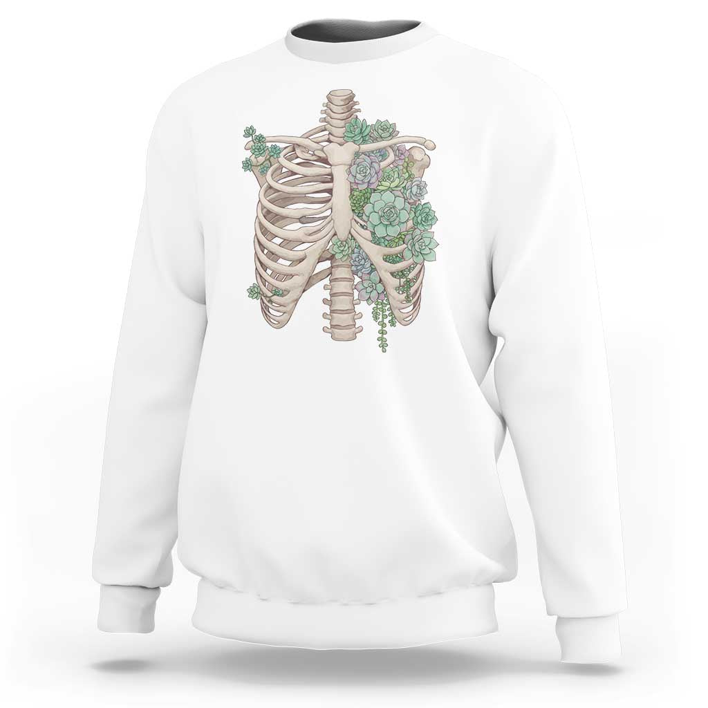 Succulent Body Skeleton Sweatshirt Creepy Plant Lover Gift - Wonder Print Shop